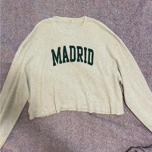Brandy Melville Madrid Graphic Women's waffle knit sweatshirt - Cream